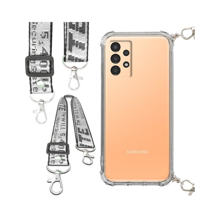 Etui Antishock ze Smyczą Białą SAMSUNG GALAXY A13 4G Ochronne z Uchwytem Top