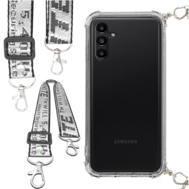 Etui Antishock ze Smyczą Białą SAMSUNG GALAXY A13 5G Ochronne z Uchwytem Top