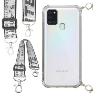 Etui Antishock ze Smyczą Białą SAMSUNG GALAXY A21S Ochronne z Uchwytem Top