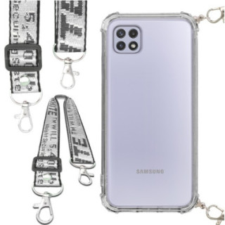 Etui Antishock ze Smyczą Białą SAMSUNG GALAXY A22 5G Ochronne z Uchwytem Top