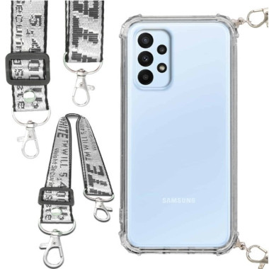 Etui Antishock ze Smyczą Białą SAMSUNG GALAXY A23 4G / 5G Ochronne z Uchwytem Top