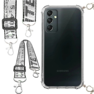 Etui Antishock ze Smyczą Białą SAMSUNG GALAXY A24 4G Ochronne z Uchwytem Top