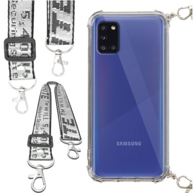 Etui Antishock ze Smyczą Białą SAMSUNG GALAXY A31 Ochronne z Uchwytem Top