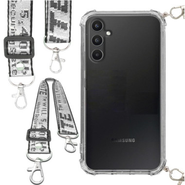 Etui Antishock ze Smyczą Białą SAMSUNG GALAXY A34 5G Ochronne z Uchwytem Top