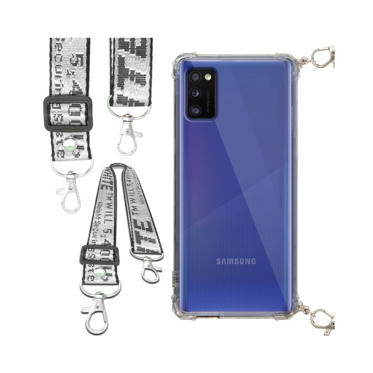 Etui Antishock ze Smyczą Białą SAMSUNG GALAXY A41 Ochronne z Uchwytem Top