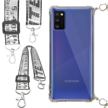 Etui Antishock ze Smyczą Białą SAMSUNG GALAXY A41 Ochronne z Uchwytem Top