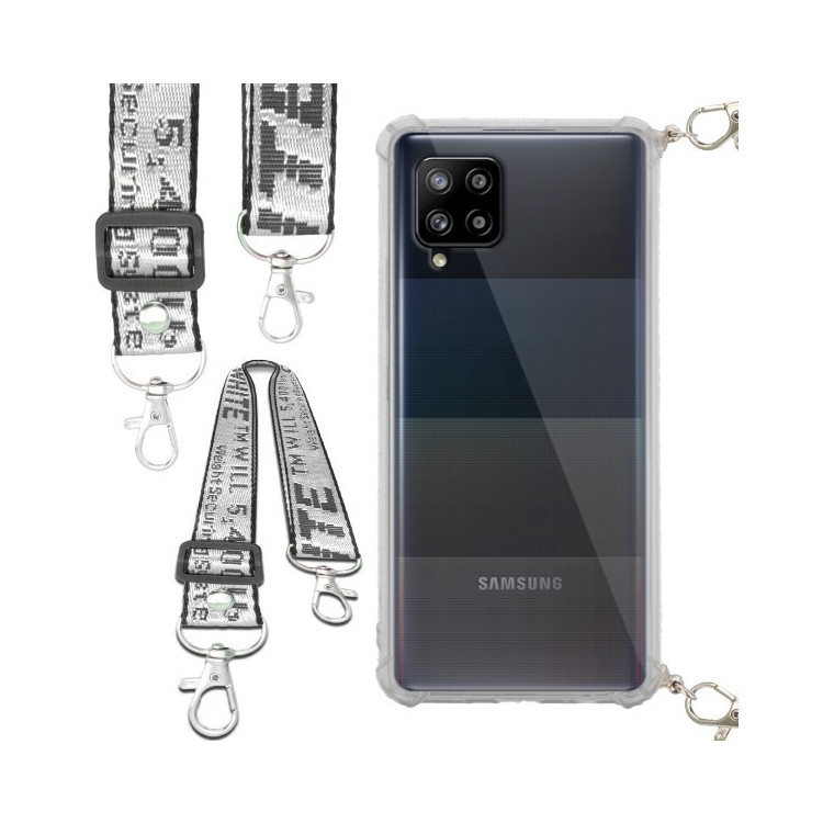 Etui Antishock ze Smyczą Białą SAMSUNG GALAXY A42 5G Ochronne z Uchwytem Top