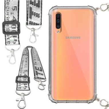 Etui Antishock ze Smyczą Białą SAMSUNG GALAXY A50 / A30s / A50s  Ochronne z Uchwytem Top