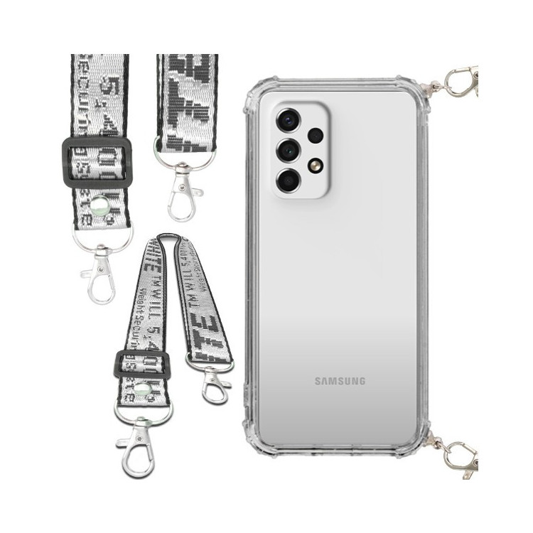 Etui Antishock ze Smyczą Białą SAMSUNG GALAXY A53 5G Ochronne z Uchwytem Top