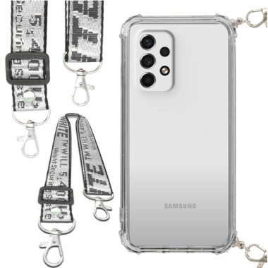 Etui Antishock ze Smyczą Białą SAMSUNG GALAXY A53 5G Ochronne z Uchwytem Top