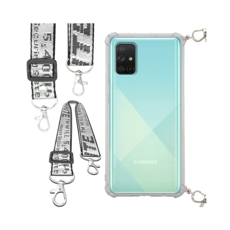 Etui Antishock ze Smyczą Białą SAMSUNG GALAXY A71 Ochronne z Uchwytem Top