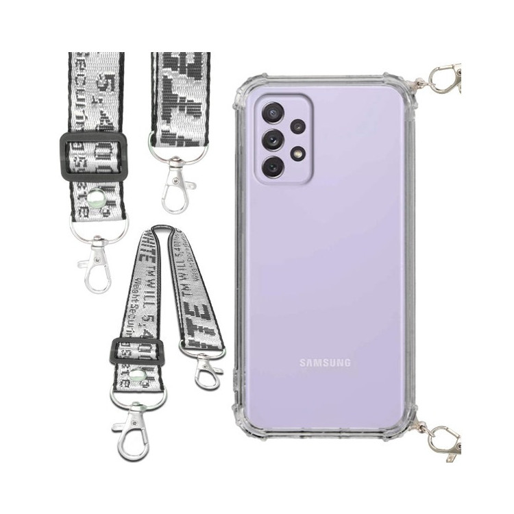 Etui Antishock ze Smyczą Białą SAMSUNG GALAXY A72 / A72 5G Ochronne z Uchwytem Top