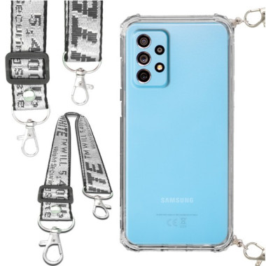 Etui Antishock ze Smyczą Białą SAMSUNG GALAXY A73 5G Ochronne z Uchwytem Top