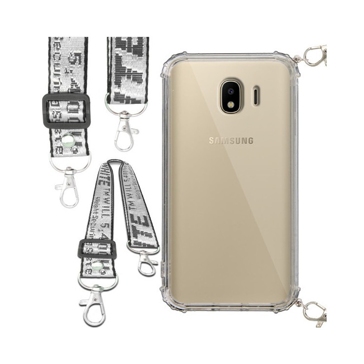 Etui Antishock ze Smyczą Białą SAMSUNG GALAXY J4 2018 Ochronne z Uchwytem Top