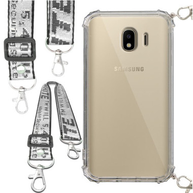 Etui Antishock ze Smyczą Białą SAMSUNG GALAXY J4 2018 Ochronne z Uchwytem Top