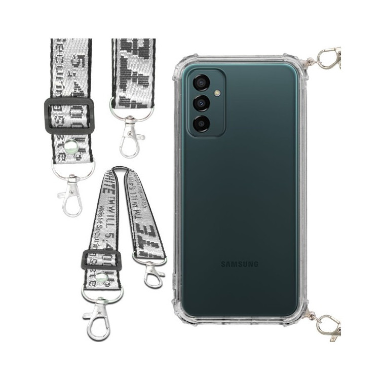 Etui Antishock ze Smyczą Białą SAMSUNG GALAXY M23 5G Ochronne z Uchwytem Top