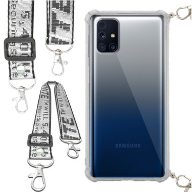 Etui Antishock ze Smyczą Białą SAMSUNG GALAXY M31s Ochronne z Uchwytem Top