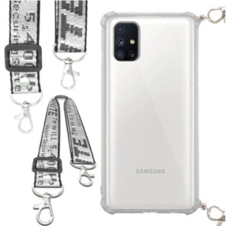 Etui Antishock ze Smyczą Białą SAMSUNG GALAXY M51 Ochronne z Uchwytem Top