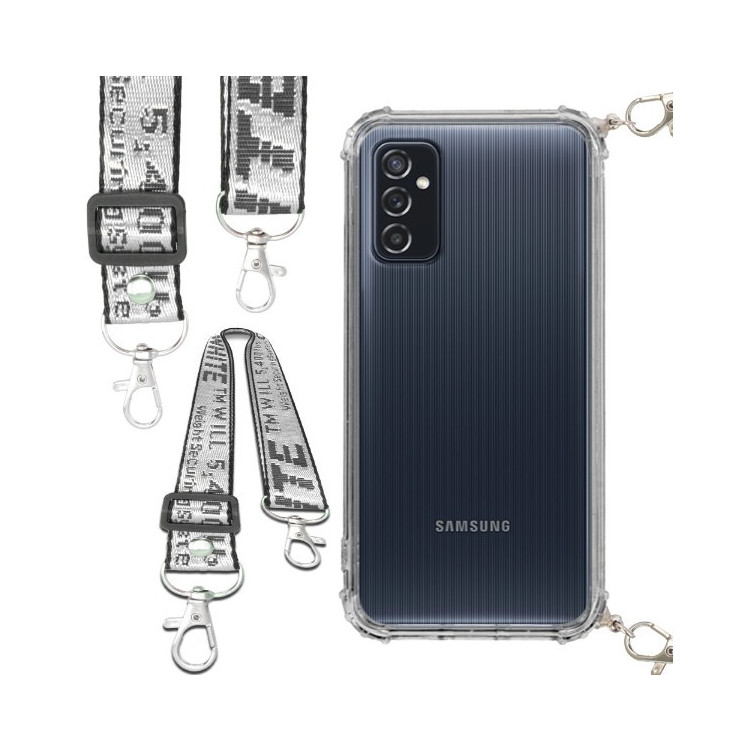 Etui Antishock ze Smyczą Białą SAMSUNG GALAXY M52 5G Ochronne z Uchwytem Top