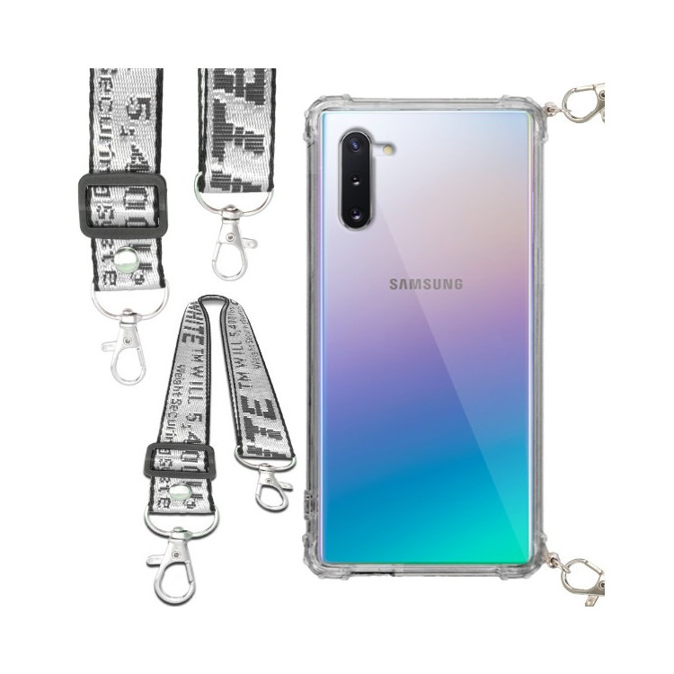 Etui Antishock ze Smyczą Białą SAMSUNG NOTE 10 Ochronne z Uchwytem Top