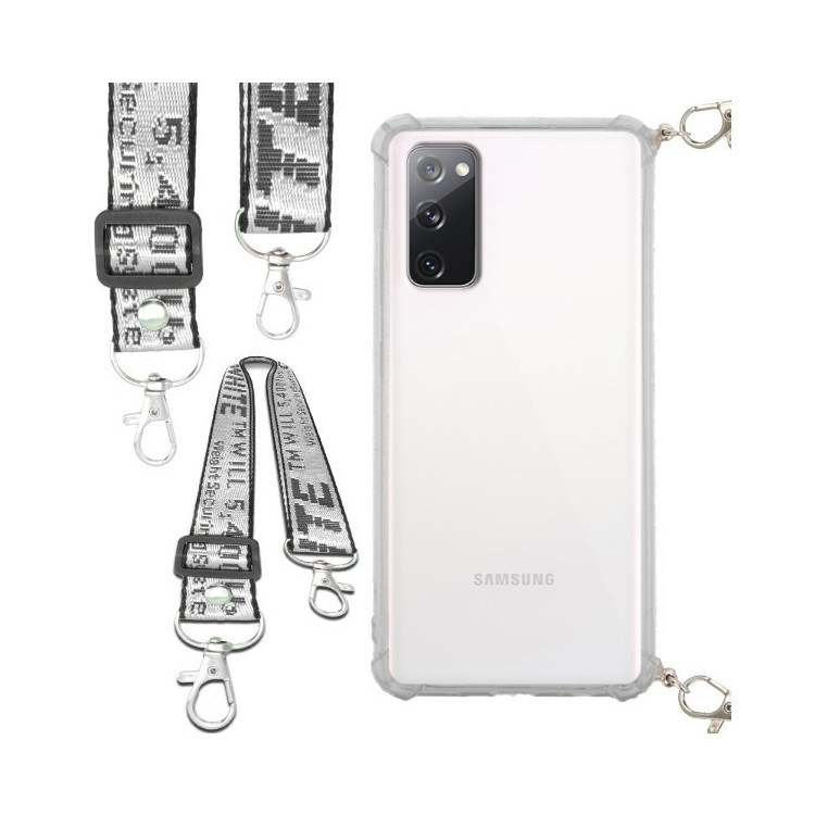 Etui Antishock ze Smyczą Białą SAMSUNG S20FE / S20 LITE Ochronne z Uchwytem Top