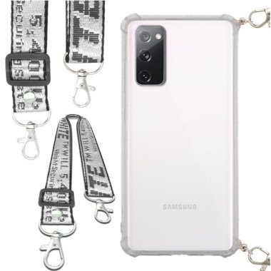 Etui Antishock ze Smyczą Białą SAMSUNG S20FE / S20 LITE Ochronne z Uchwytem Top