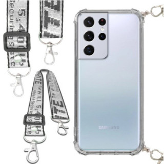 Etui Antishock ze Smyczą Białą SAMSUNG GALAXY S21 ULTRA Ochronne z Uchwytem Top