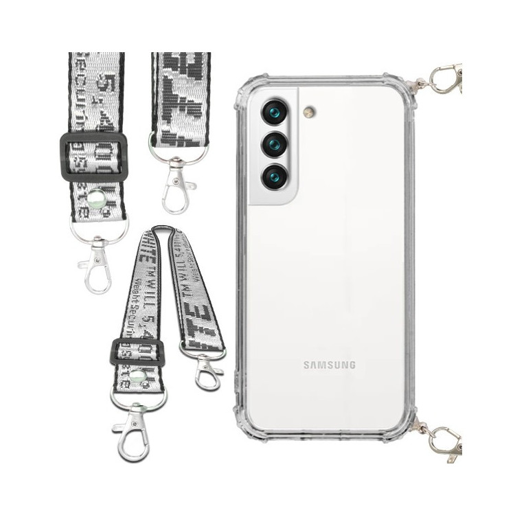 Etui Antishock ze Smyczą Białą SAMSUNG GALAXY S22 Ochronne z Uchwytem Top