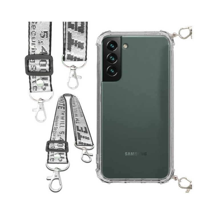 Etui Antishock ze Smyczą Białą SAMSUNG GALAXY S22 PLUS Ochronne z Uchwytem Top