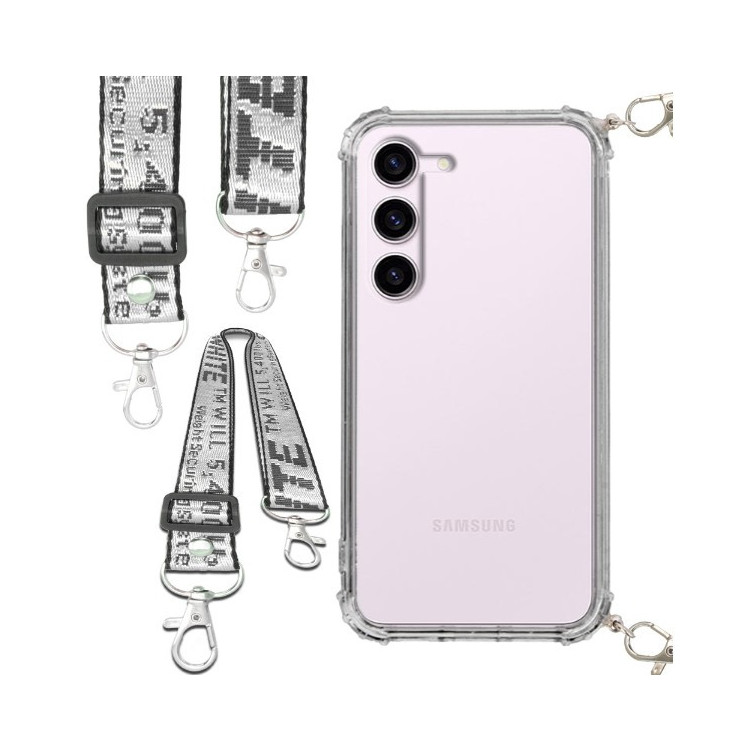 Etui Antishock ze Smyczą Białą SAMSUNG GALAXY S23  Ochronne z Uchwytem Top