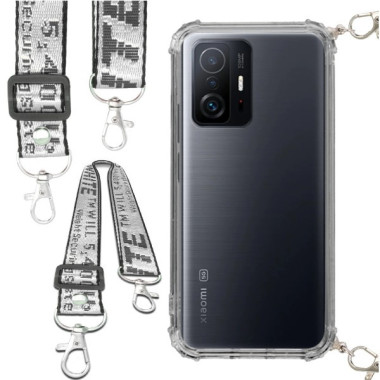 Etui Antishock ze Smyczą Białą XIAOMI 11T 5G / 11T PRO 5G Ochronne z Uchwytem Top