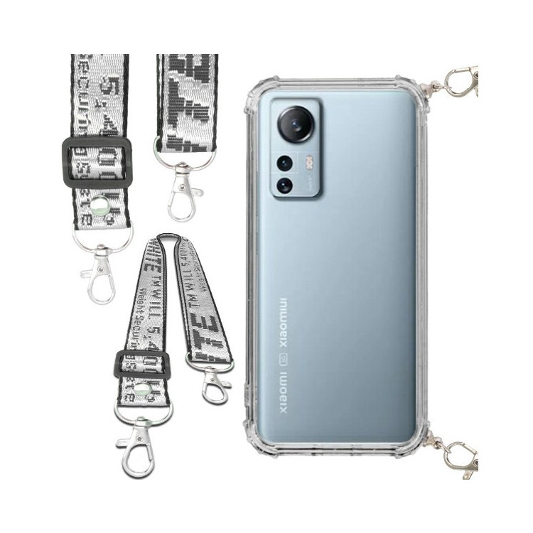 Etui Antishock ze Smyczą Białą XIAOMI 12 LITE Ochronne z Uchwytem Top