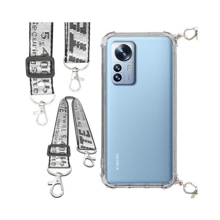 Etui Antishock ze Smyczą Białą XIAOMI 12 PRO Ochronne z Uchwytem Top