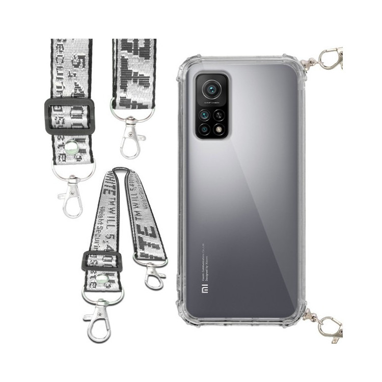 Etui Antishock ze Smyczą Białą XIAOMI Mi 10T 5G / 10T PRO 5G Ochronne z Uchwytem Top