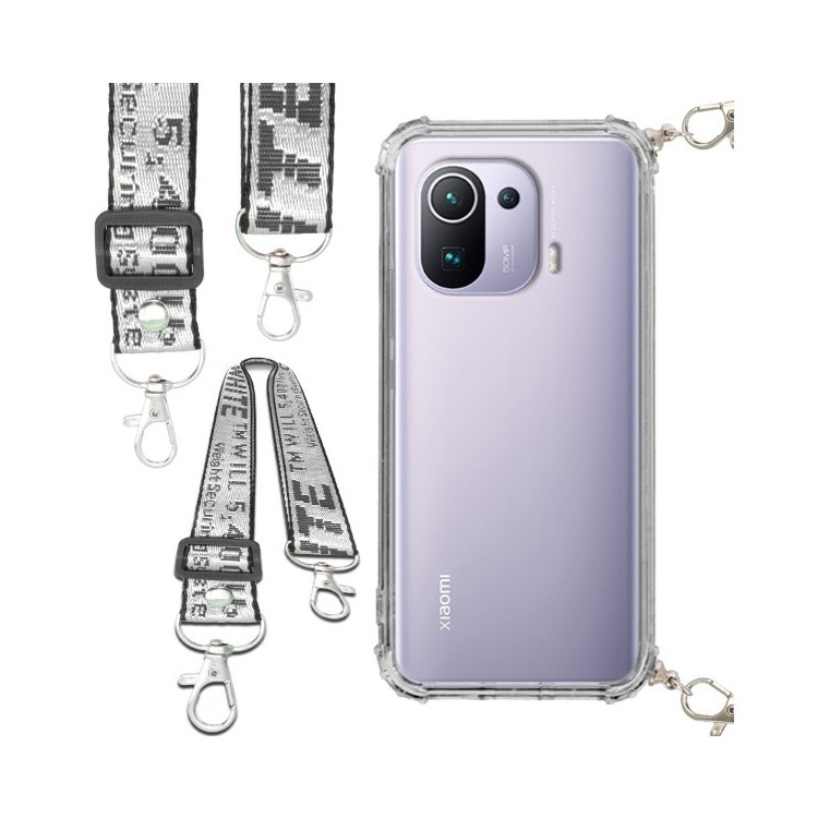 Etui Antishock ze Smyczą Białą XIAOMI MI 11 PRO Ochronne z Uchwytem Top