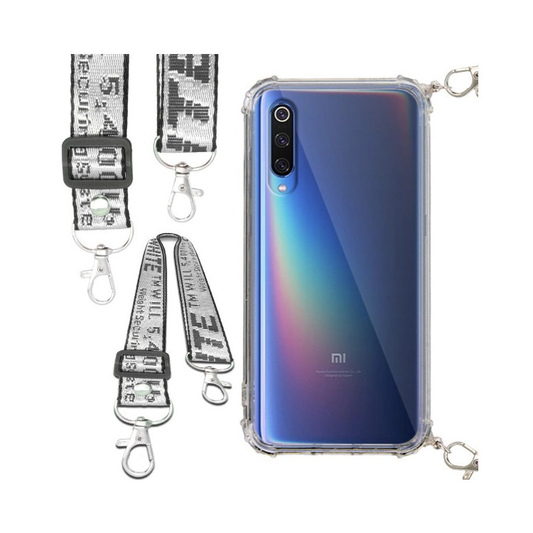 Etui Antishock ze Smyczą Białą XIAOMI MI 9 Ochronne z Uchwytem Top