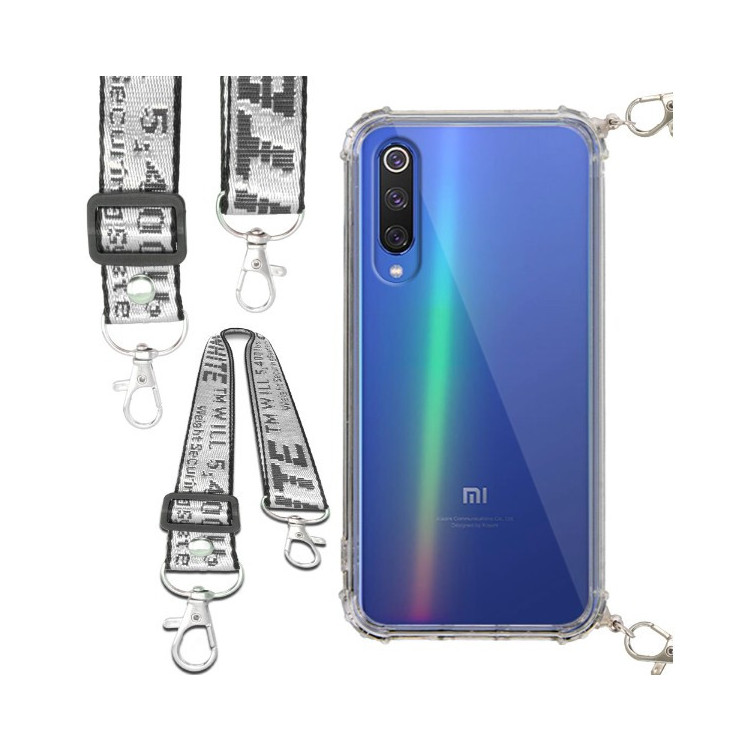 Etui Antishock ze Smyczą Białą XIAOMI MI 9SE Ochronne z Uchwytem Top