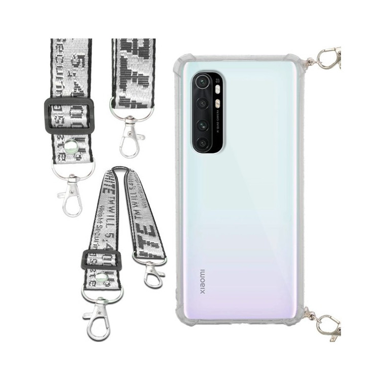 Etui Antishock ze Smyczą Białą XIAOMI MI NOTE 10 LITE Ochronne z Uchwytem Top