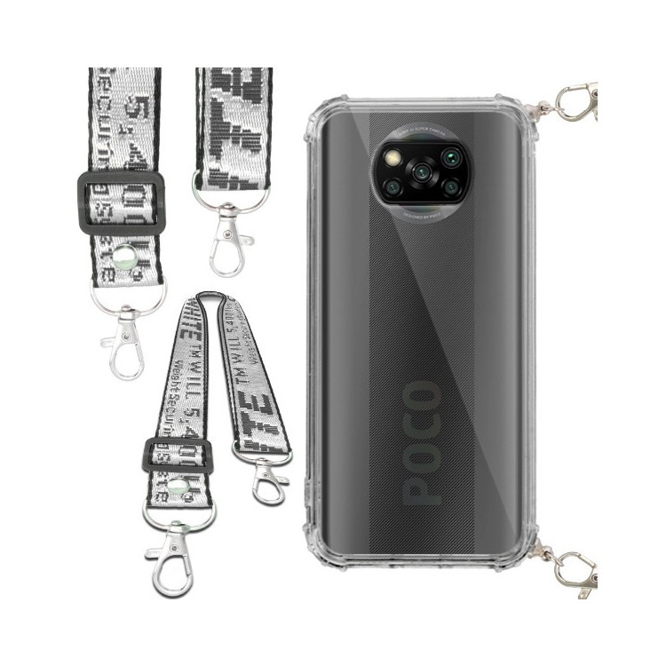 Etui Antishock ze Smyczą Białą XIAOMI POCO X3 / X3 PRO / X3 NFC Ochronne z Uchwytem Top