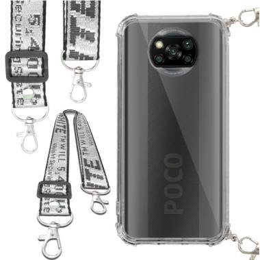 Etui Antishock ze Smyczą Białą XIAOMI POCO X3 / X3 PRO / X3 NFC Ochronne z Uchwytem Top