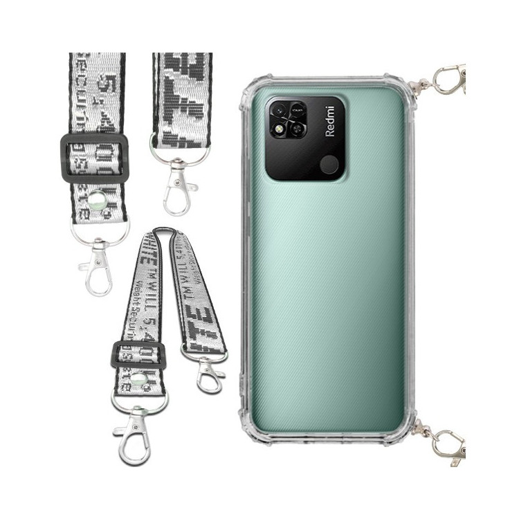 Etui Antishock ze Smyczą Białą XIAOMI REDMI 10A Ochronne z Uchwytem Top