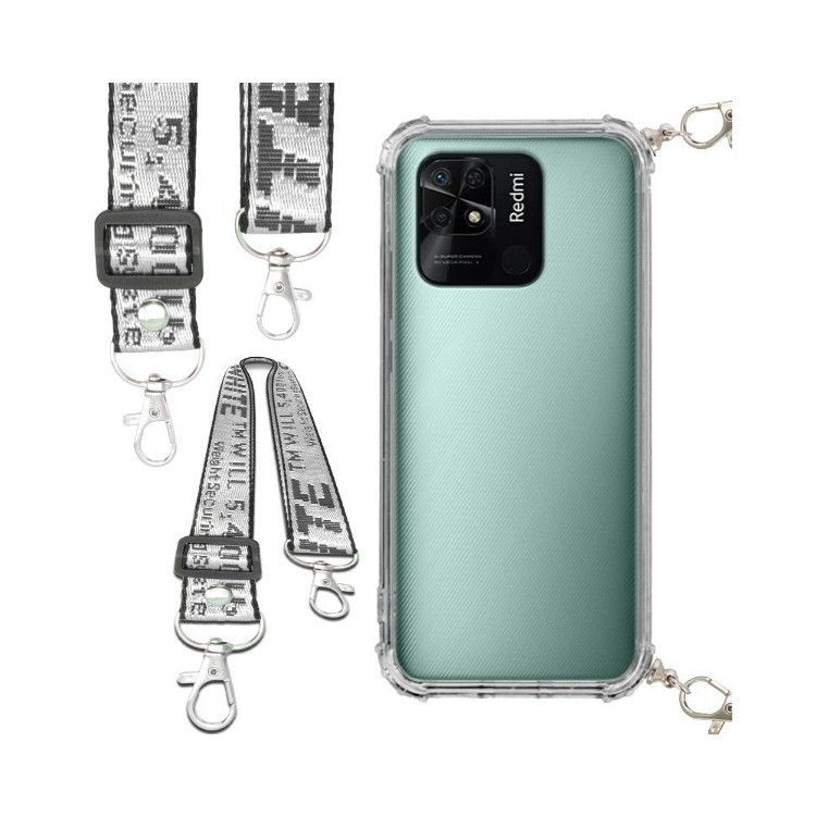 Etui Antishock ze Smyczą Białą XIAOMI REDMI 10C 4G Ochronne z Uchwytem Top