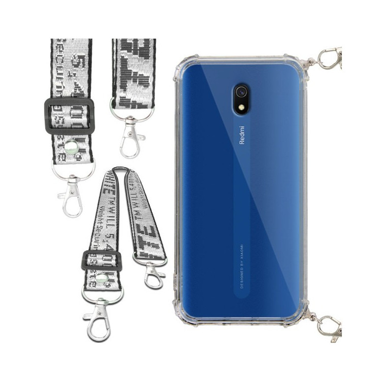 Etui Antishock ze Smyczą Białą XIAOMI REDMI 8A Ochronne z Uchwytem Top