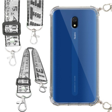 Etui Antishock ze Smyczą Białą XIAOMI REDMI 8A Ochronne z Uchwytem Top