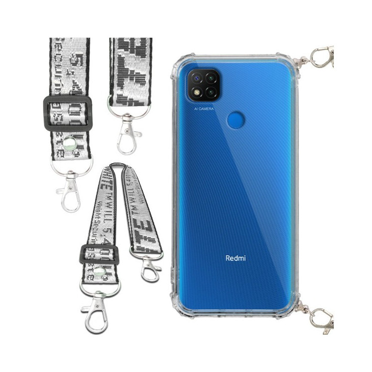 Etui Antishock ze Smyczą Białą XIAOMI REDMI 9C Ochronne z Uchwytem Top