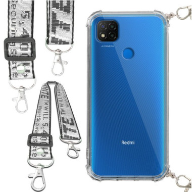 Etui Antishock ze Smyczą Białą XIAOMI REDMI 9C Ochronne z Uchwytem Top