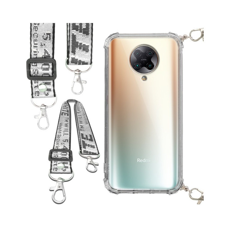 Etui Antishock ze Smyczą Białą XIAOMI REDMI K30 PRO Ochronne z Uchwytem Top