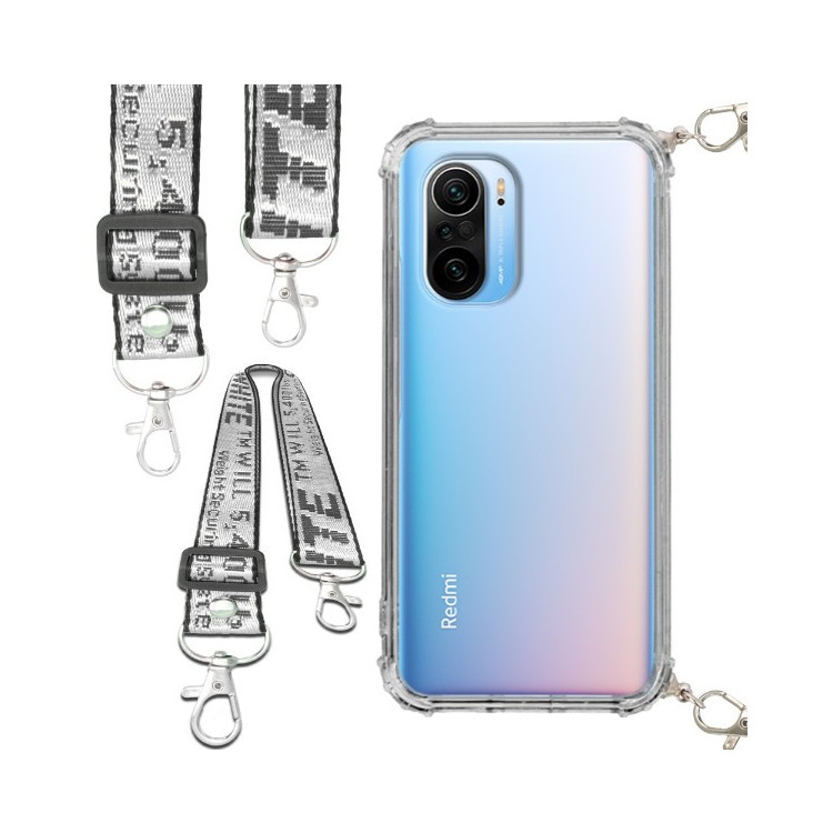 Etui Antishock ze Smyczą Białą XIAOMI REDMI K40 / K40 PRO / POCO F3 Ochronne z Uchwytem Top