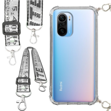 Etui Antishock ze Smyczą Białą XIAOMI REDMI K40 / K40 PRO / POCO F3 Ochronne z Uchwytem Top