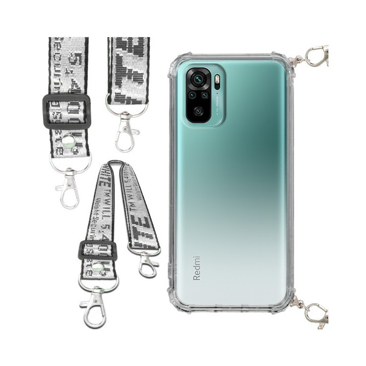 Etui Antishock ze Smyczą Białą XIAOMI REDMI NOTE 10 / 10S / 10 PRO MAX Ochronne z Uchwytem Top